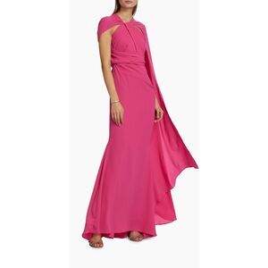 Talbot Runhof Crespina Cape-Sleeve Gown